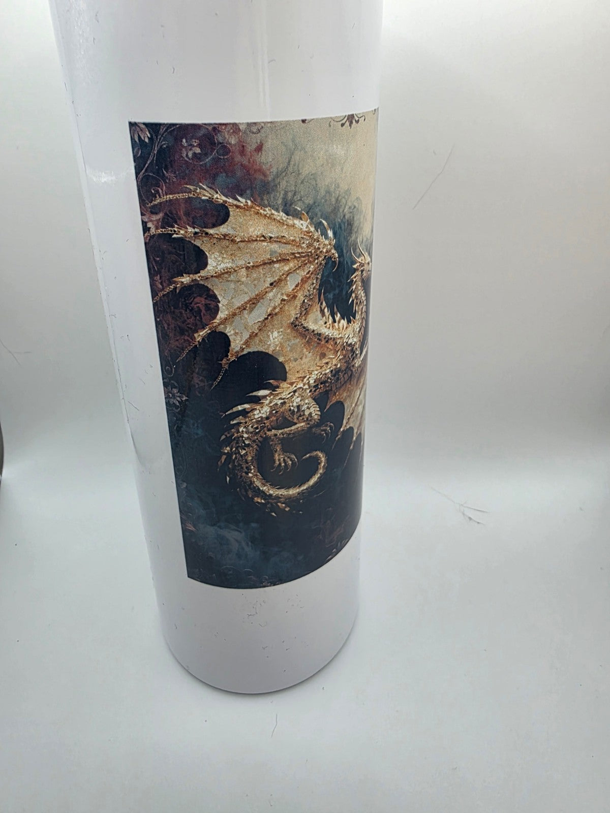 20 Ounce Metal Tumbler with lid and straw and box Dragon