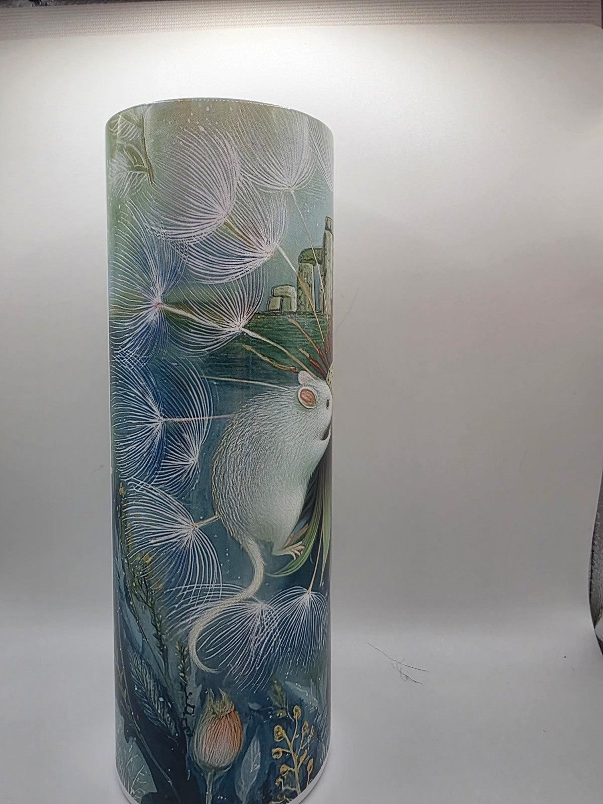 20 Ounce Metal Tumbler with lid and straw and box Stone Henge Mouse