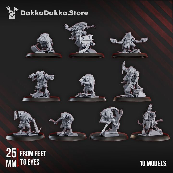 Unpainted Ancient Mine Rats set of 10