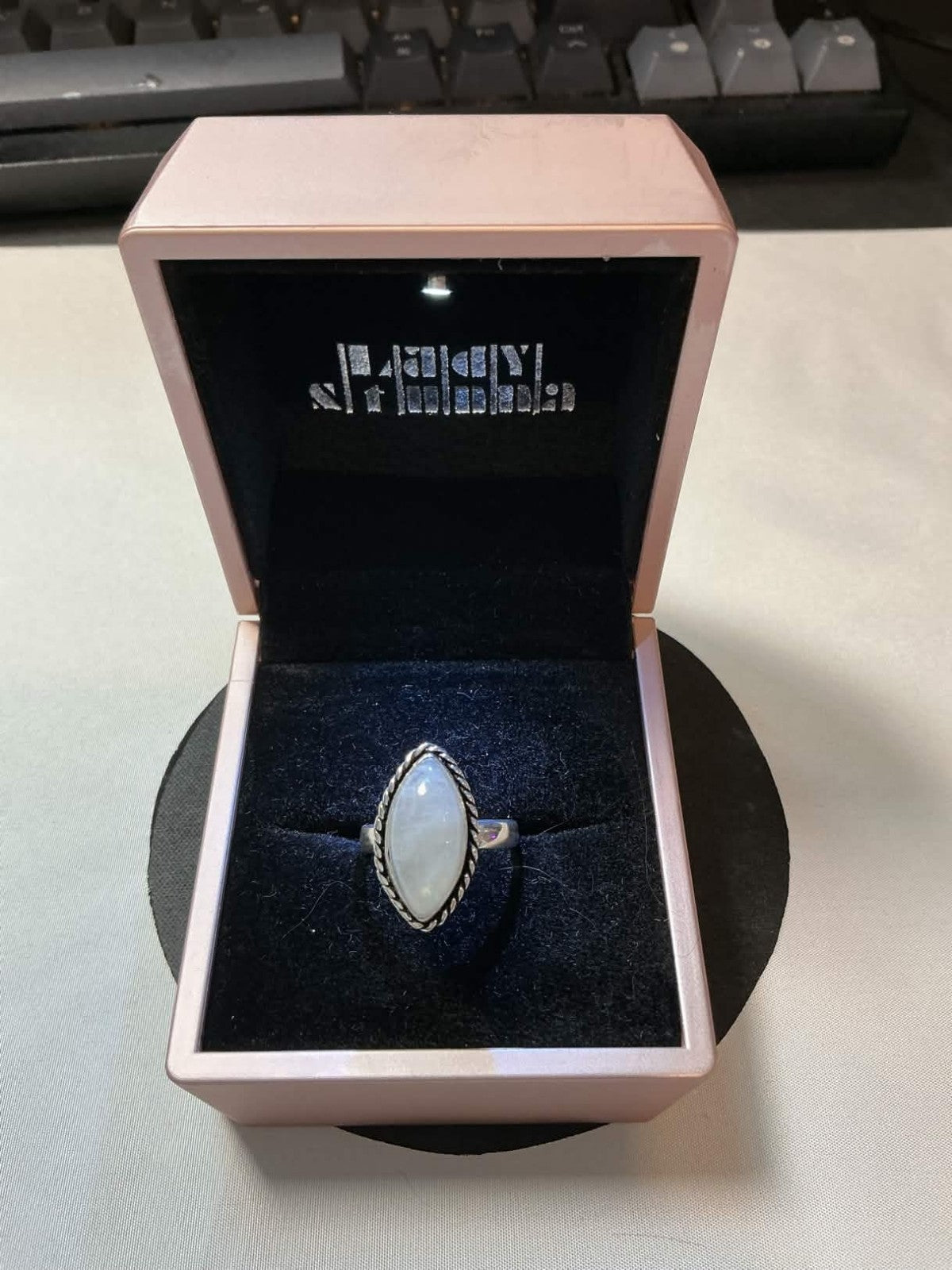 marquise-cut moonstone sterling silver