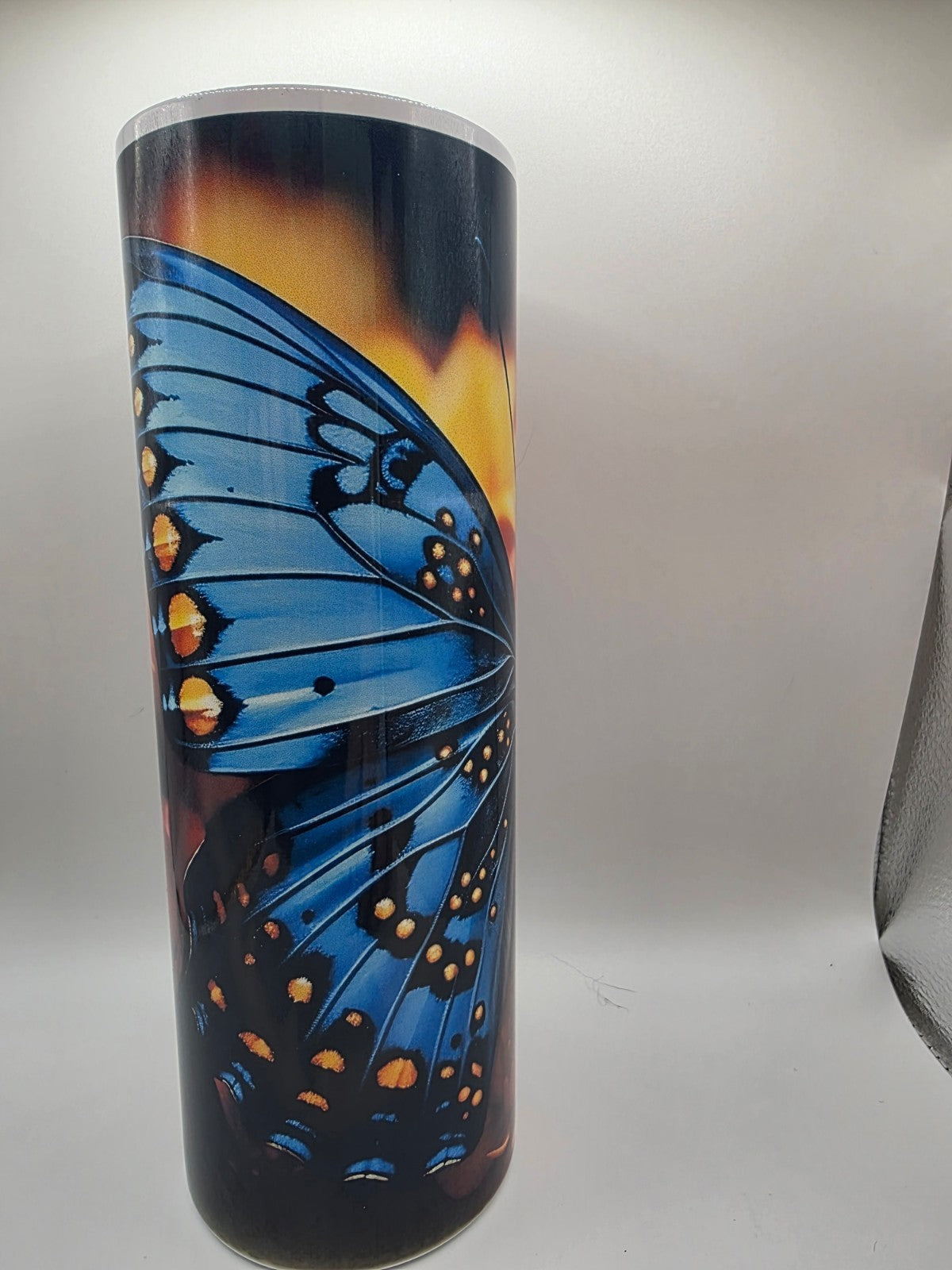 20 Ounce Metal Tumbler with lid and straw and box Butterfly