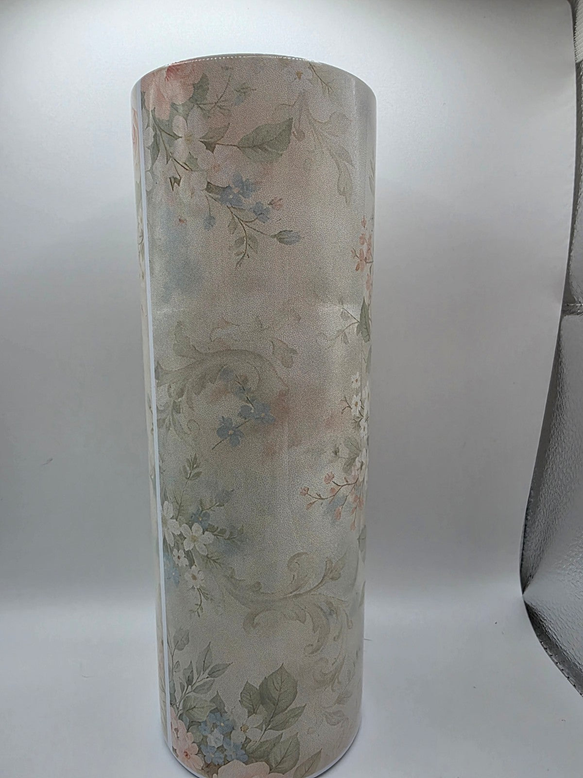 20 Ounce Metal Tumbler with lid and straw and box Flowers