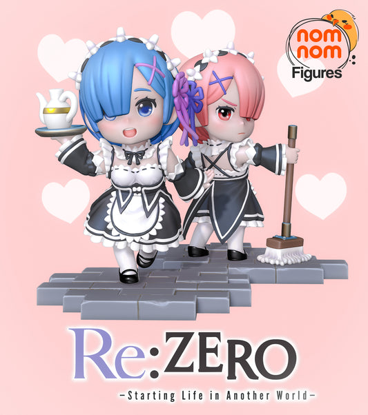 Unpainted Nom Nom Rem and Ram Re_Zero