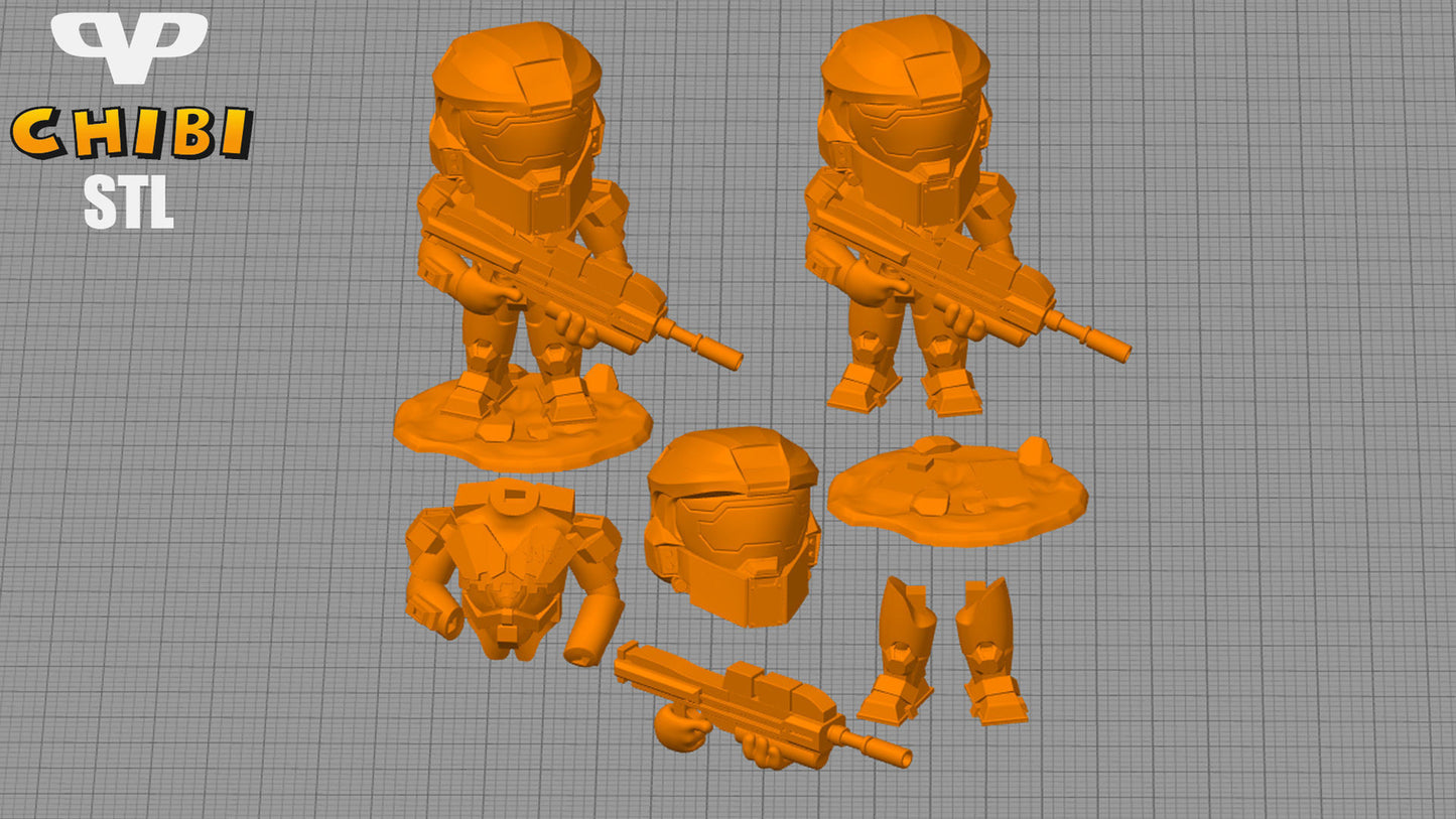 Unpainted Master Chief Chibi Halo Chibi
