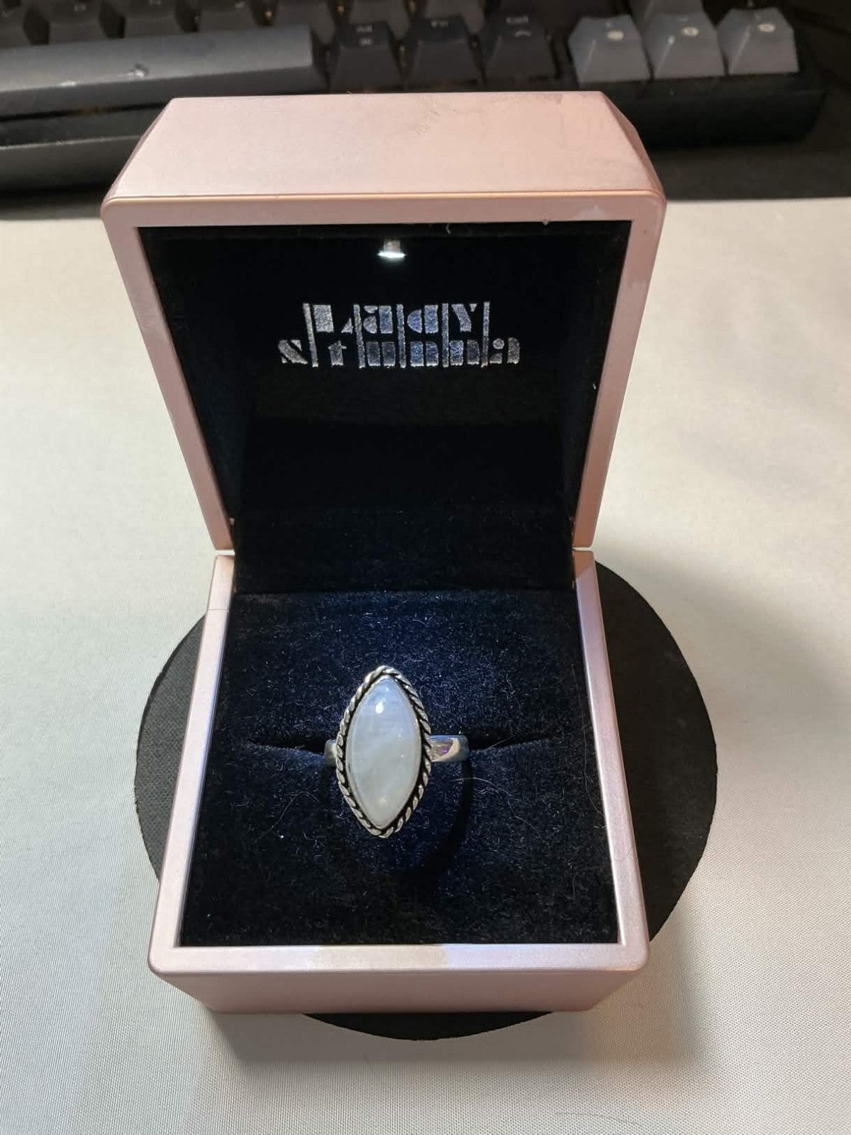 marquise-cut moonstone sterling silver