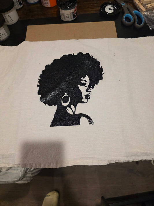 Screen Printed T Shirt of a Beautiful Black Woman 1