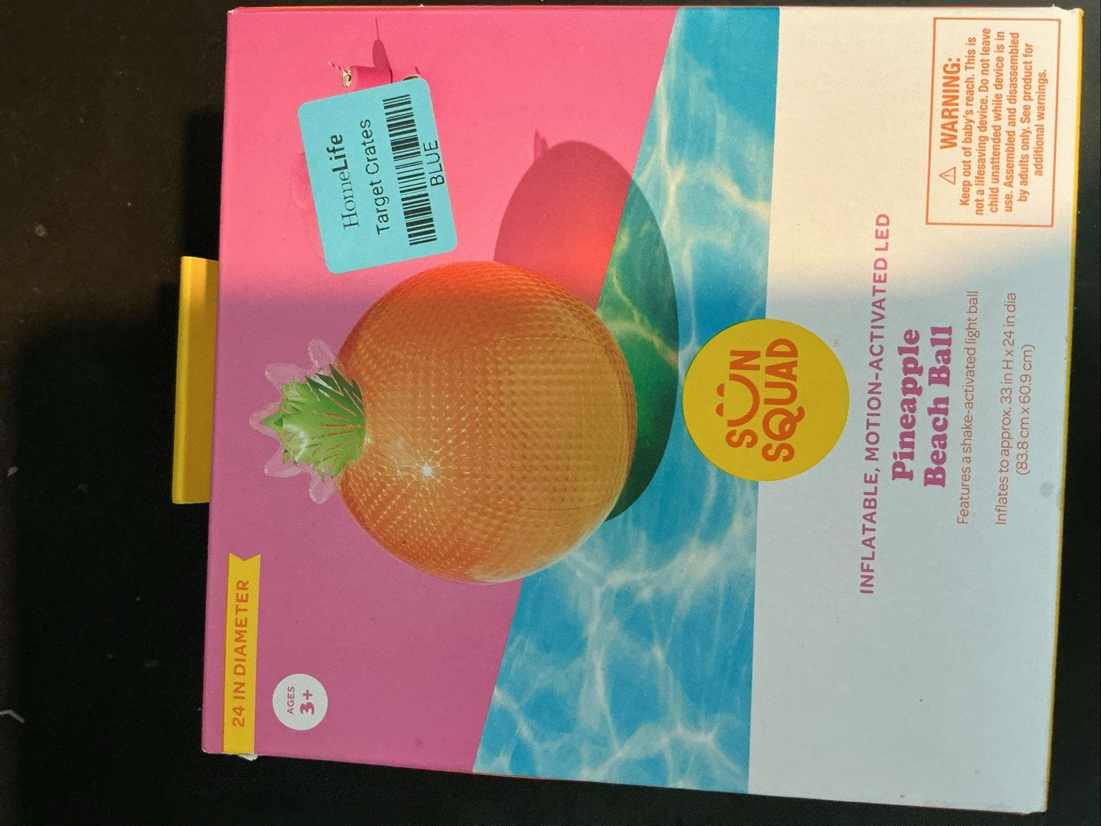 Sun Squad - Pineapple Light Up Beach Ball - Motion activated LED - Brand New