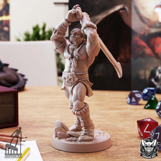 Unpainted High-Detail 3D Printable Orc Model for Dungeons & Dragons