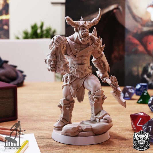Unpainted High-Detail Orc Commander 3D Print - Perfect Tabletop Miniature