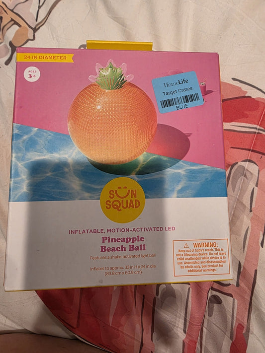 Sun Squad Inflatable Motion-Activated LED Pineapple Beach Ball 24"