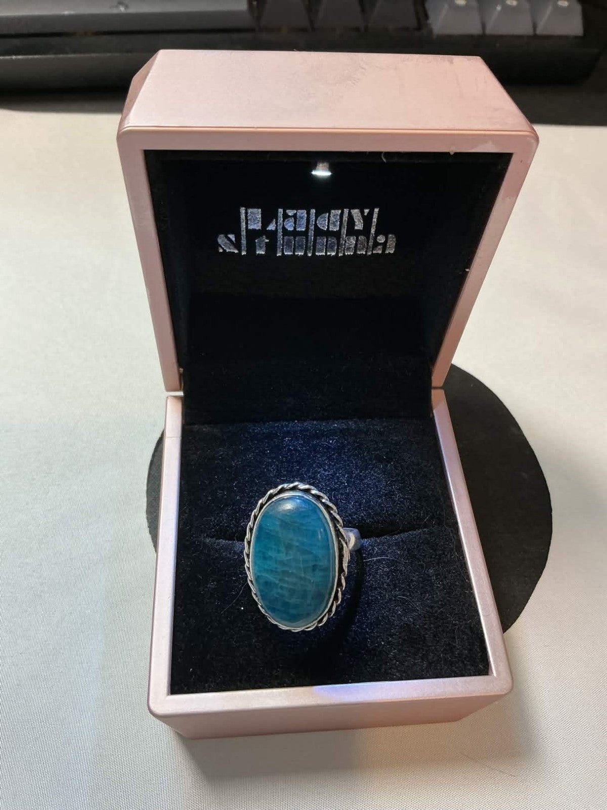 sterling silver ring featuring a blue turquoise stone, likely handcrafted in a N