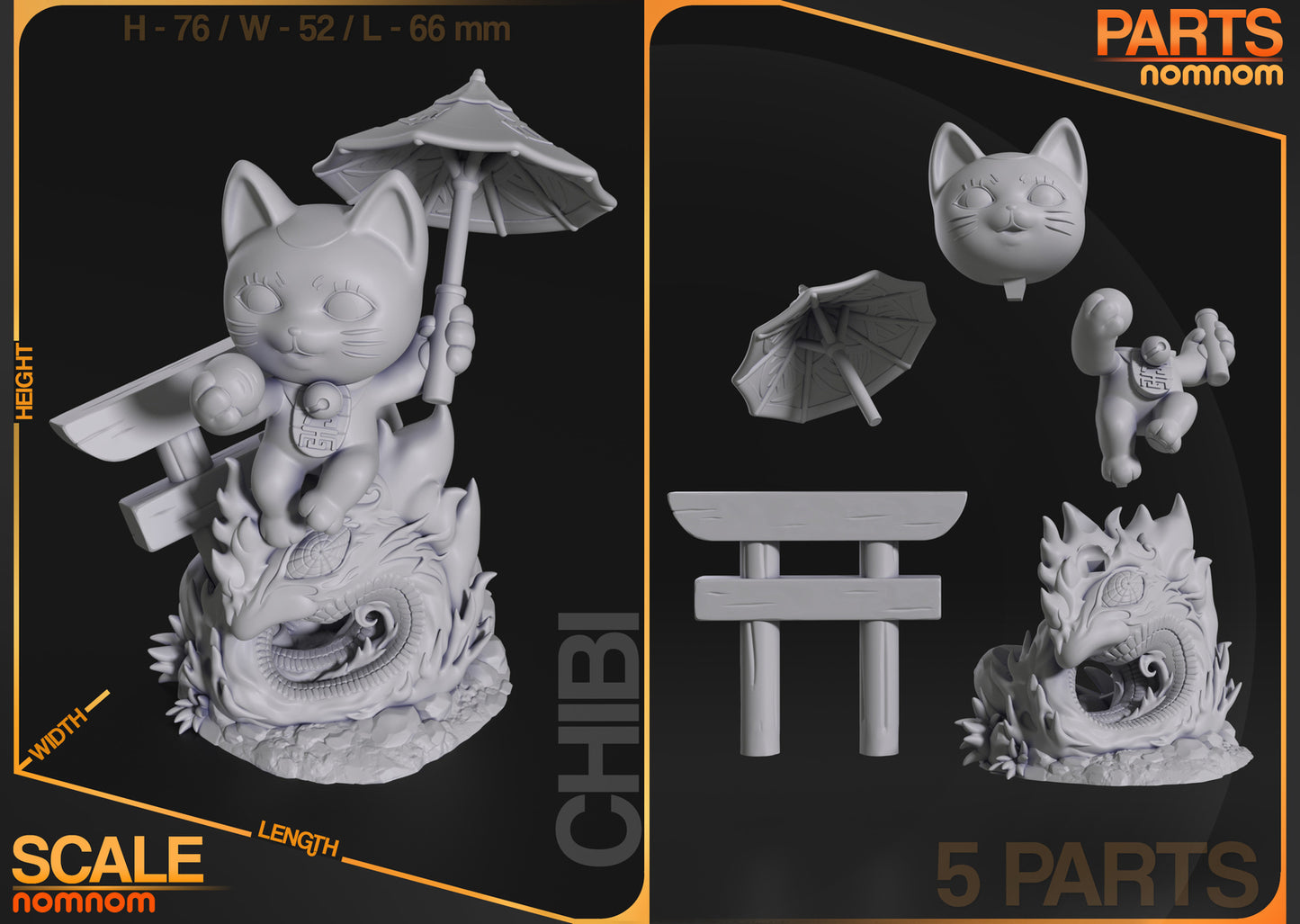 Unpainted Nom Nom Chibi Turbo Granny Cat  Dandadan