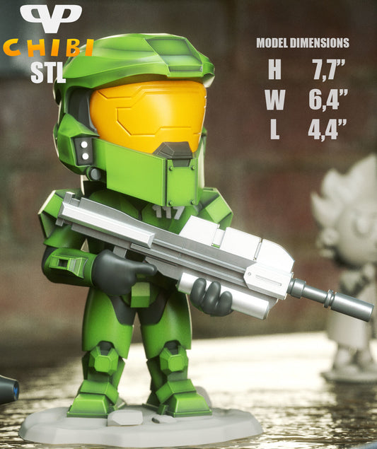 Unpainted Master Chief Chibi Halo Chibi