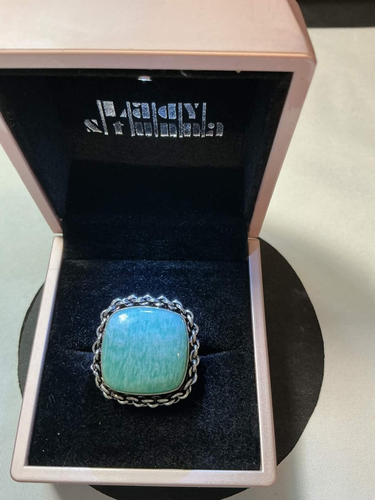 natural Amazonite ring set in 925 sterling silver