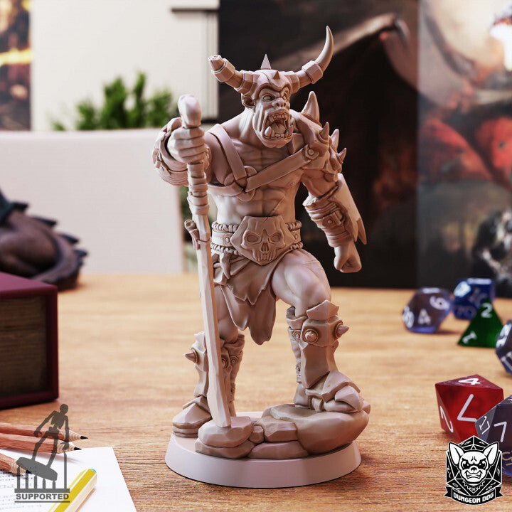 Unpainted High-Detail Orc Commander 3D Print - Perfect Tabletop Miniature