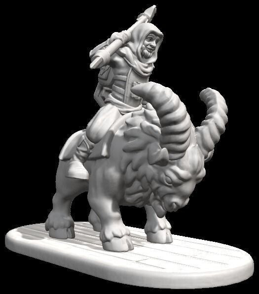 Unpainted Mounted Halfling Fighter
