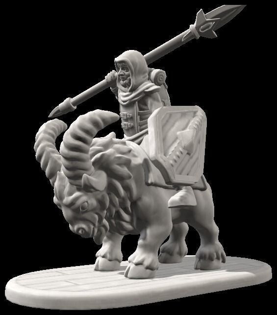 Unpainted Mounted Halfling Fighter