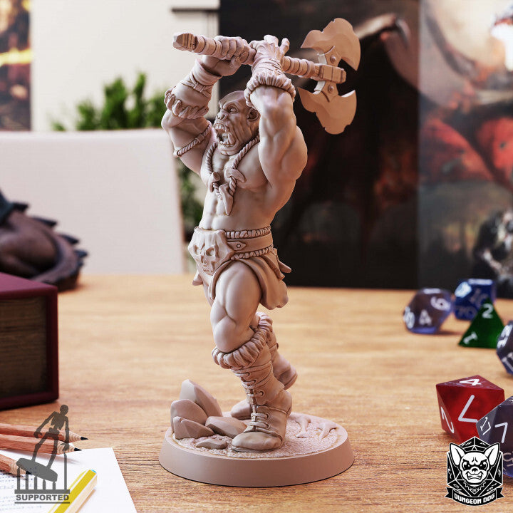 Unpainted High-Detail 3D Printable Orc Model for Dungeons & Dragons