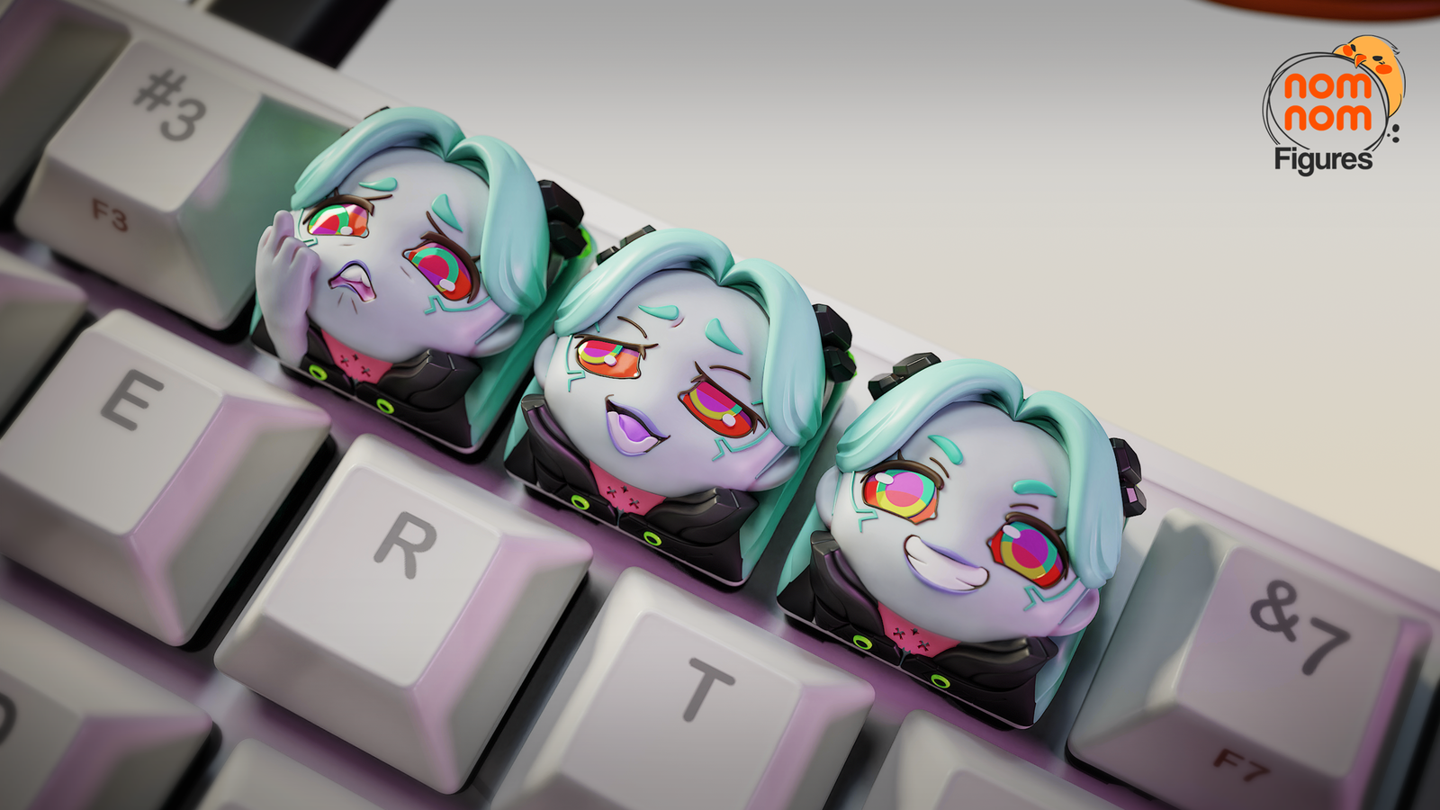 Unpainted Nom Nom Rebecca - Cyberpunk Key Caps