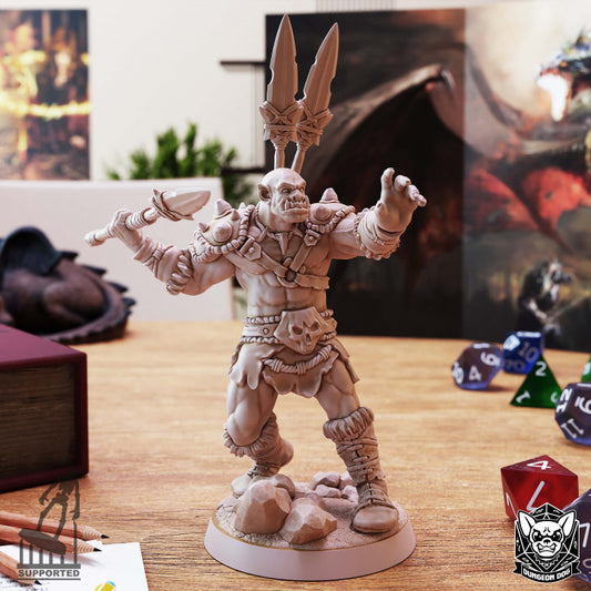 Unpainted Detailed 3D Printable Orc Model for Tabletop Gaming image 0