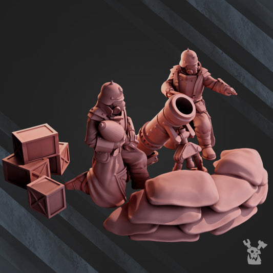 Unpainted 2nd Death Division Heavy Weapons Mortar Team image 0