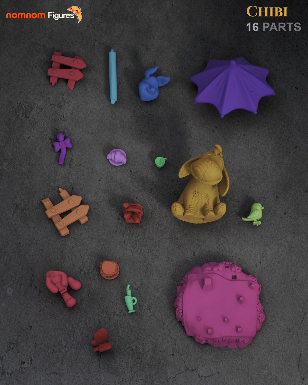 Unpainted Nom Nom Chibi Eeyore Winnie the Pooh