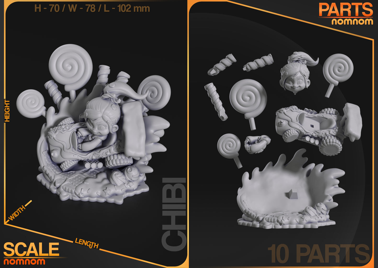 Unpainted Nom Nom Chibi Vanellope Wreck it Ralph