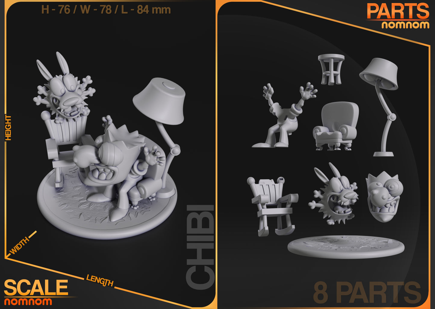 unpainted Nom Nom Chibi Courage the Cowardly Dog