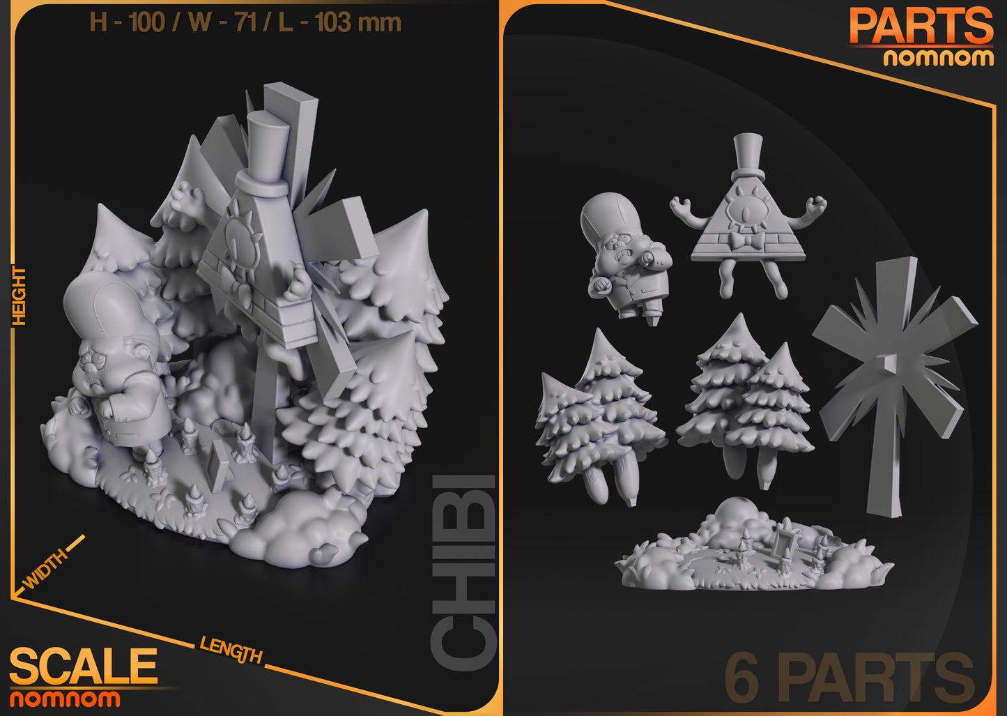 Unpainted Nom Nom Chibi Bill Cypher Gravity Falls