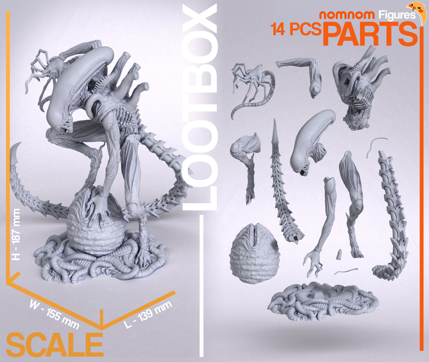 Unpainted Nom Nom Xenomorph
