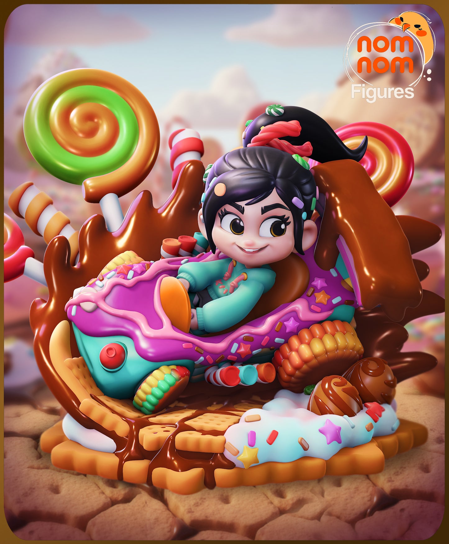 Unpainted Nom Nom Chibi Vanellope Wreck it Ralph