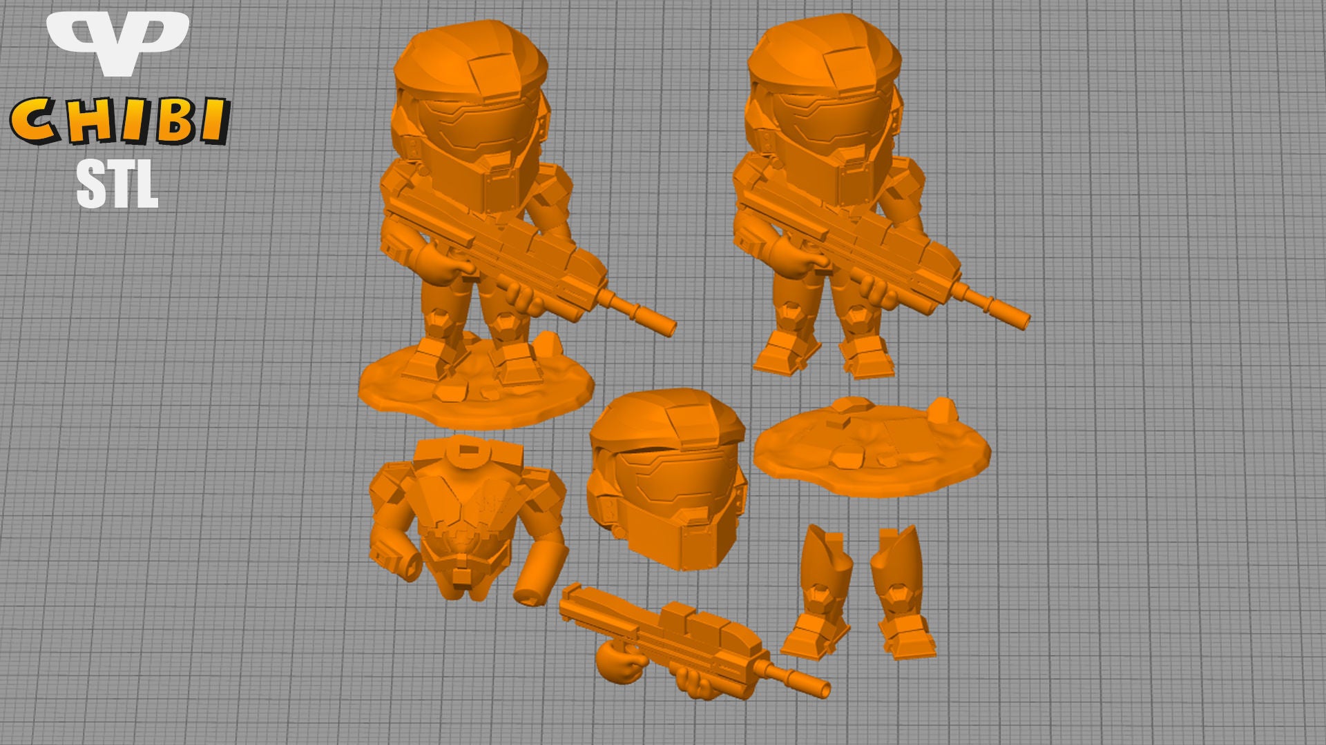 Unpainted Master Chief Chibi Halo Chibi image 1