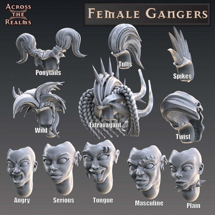 Unpainted 3D Printable Female Gangers - Modular Set with Customizable Options image 3