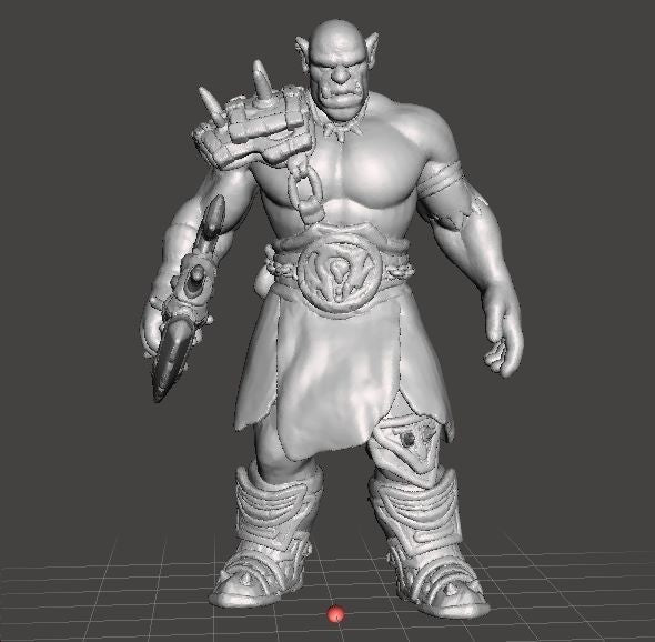 Unpainted Barbarian Orc With Large Axe image 0