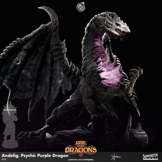 Unpainted Andelig, Psychic Purple Dragon image 0