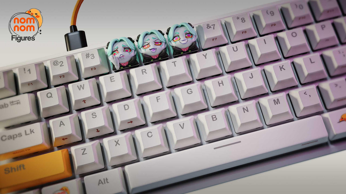 Unpainted Nom Nom Rebecca - Cyberpunk Key Caps image 1