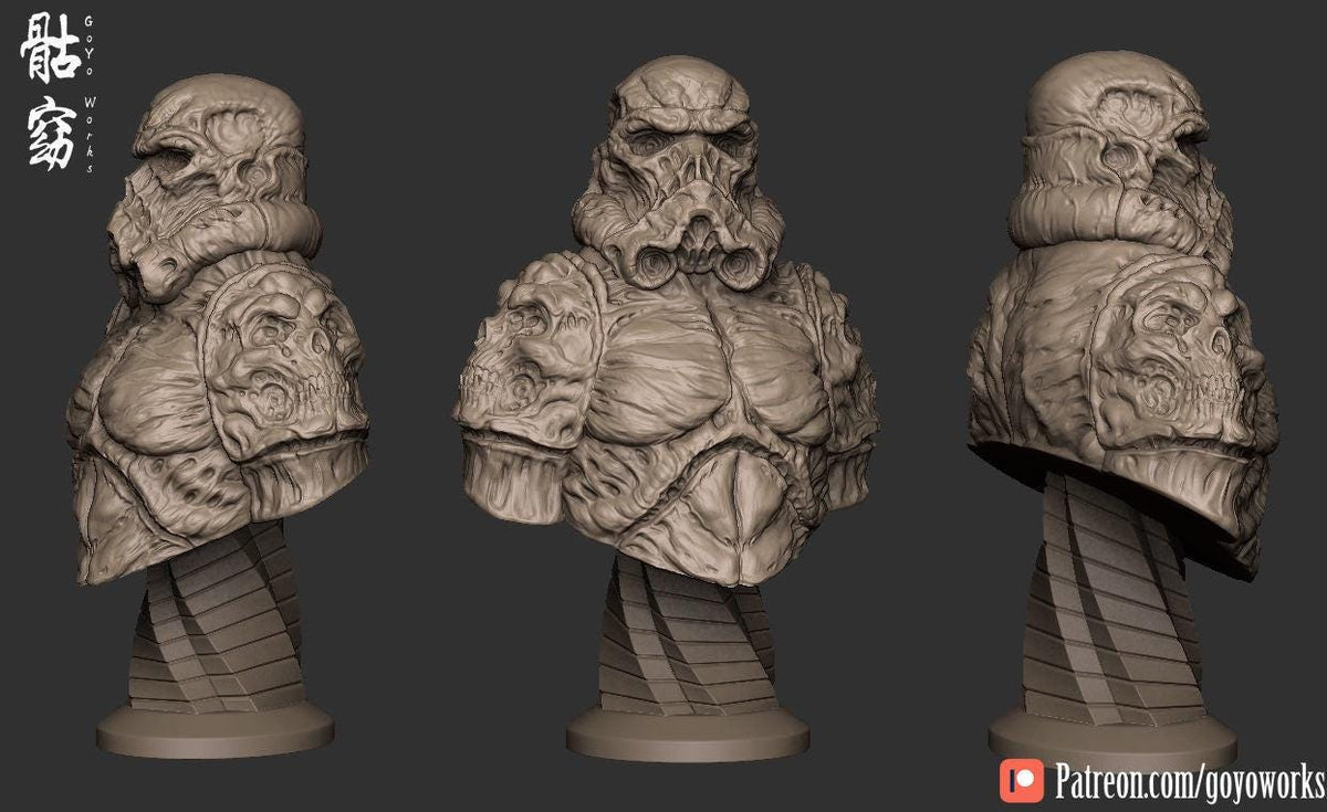 Unpainted UNDEAD BUST - Necromorph Soldier image 0