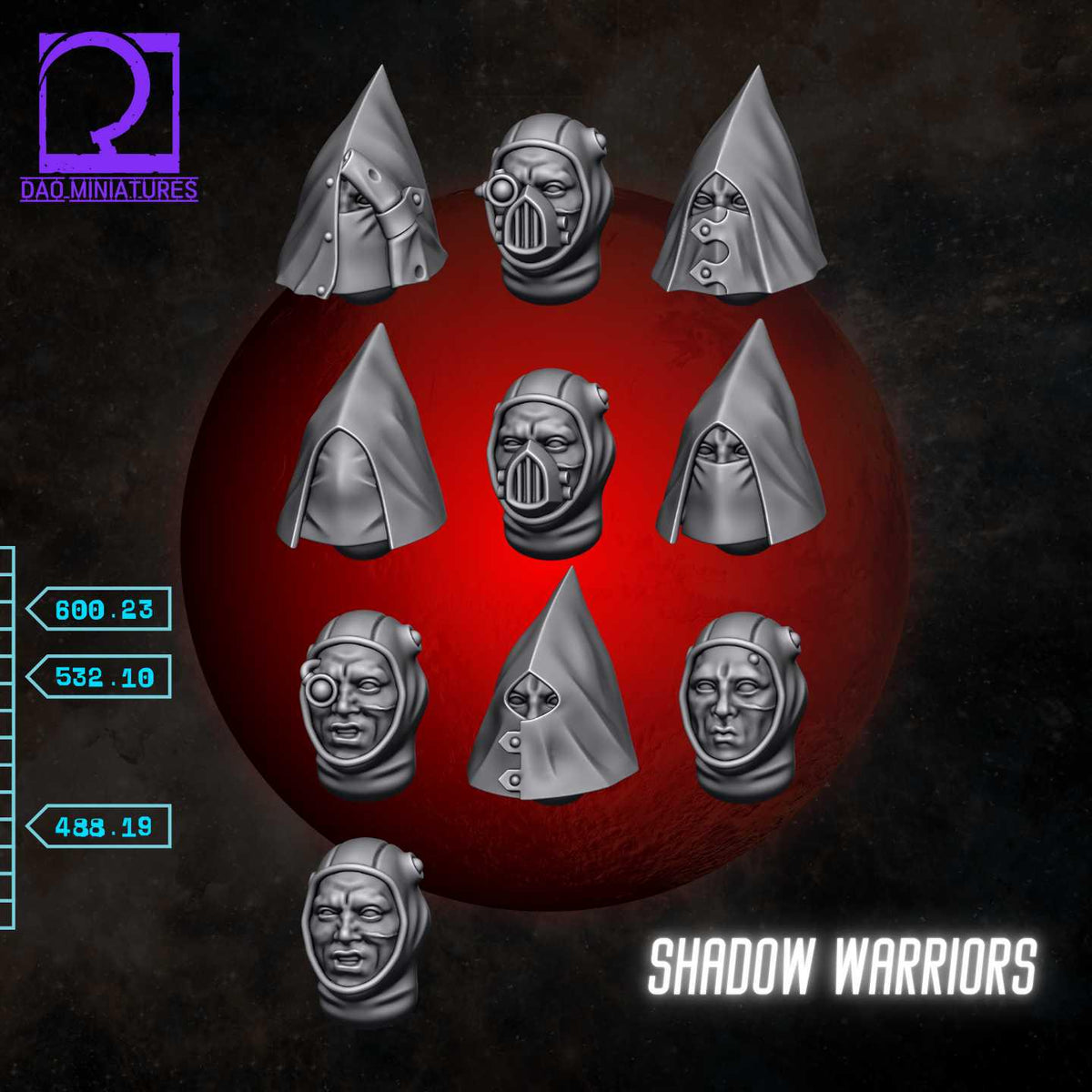 Unpainted Shadow Warriors Heads image 1