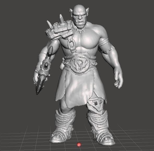 Unpainted Barbarian Orc With Large Axe image 0