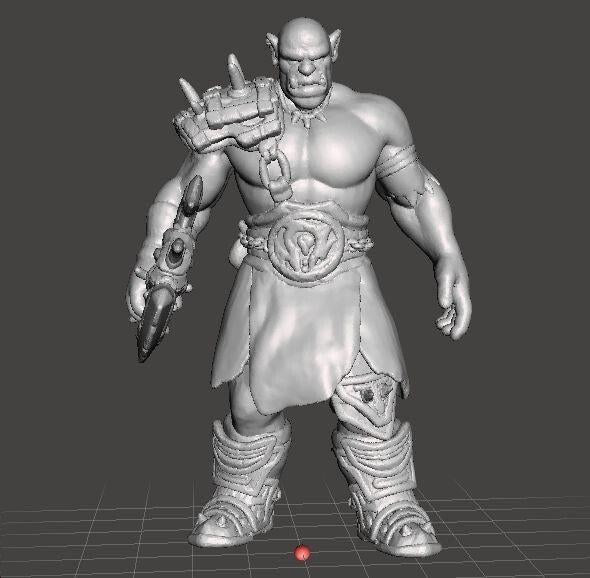 Unpainted Barbarian Orc With Large Axe