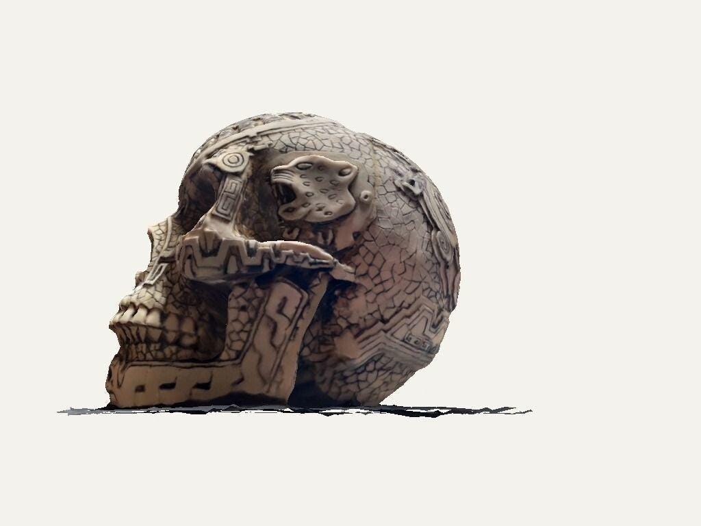 Unpainted Aztec skull
