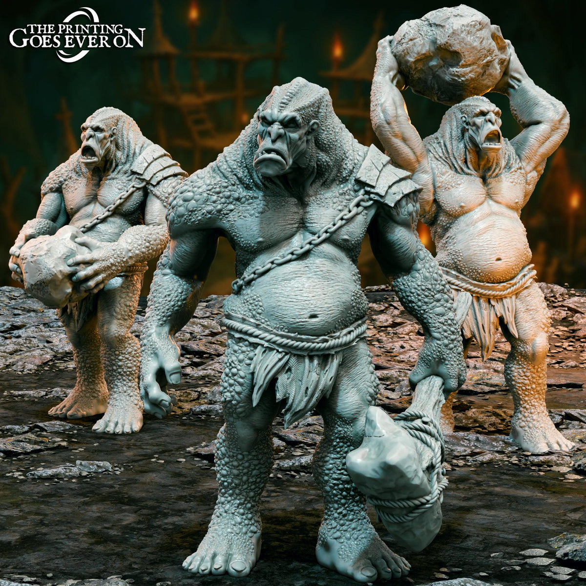 Unpainted Mountain Trolls Pack of 3 image 0