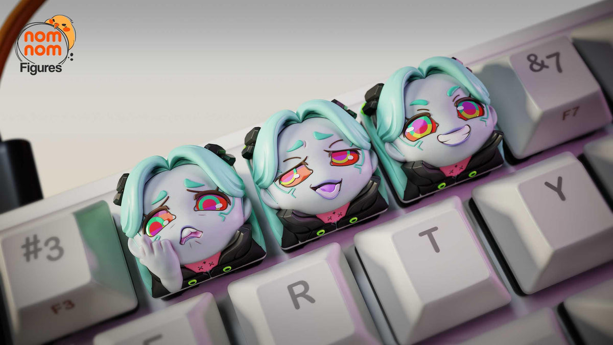 Unpainted Nom Nom Rebecca - Cyberpunk Key Caps image 2
