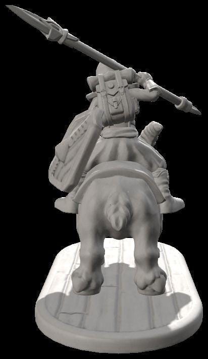 Unpainted Mounted Halfling Fighter image 0