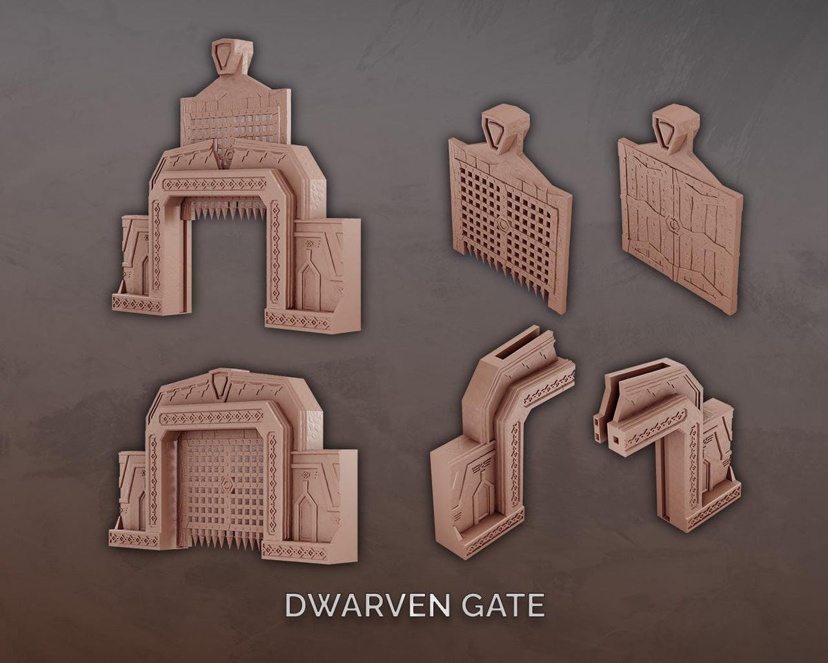 Unpainted Dwarven Columns, Gate and Watcher Set image 1