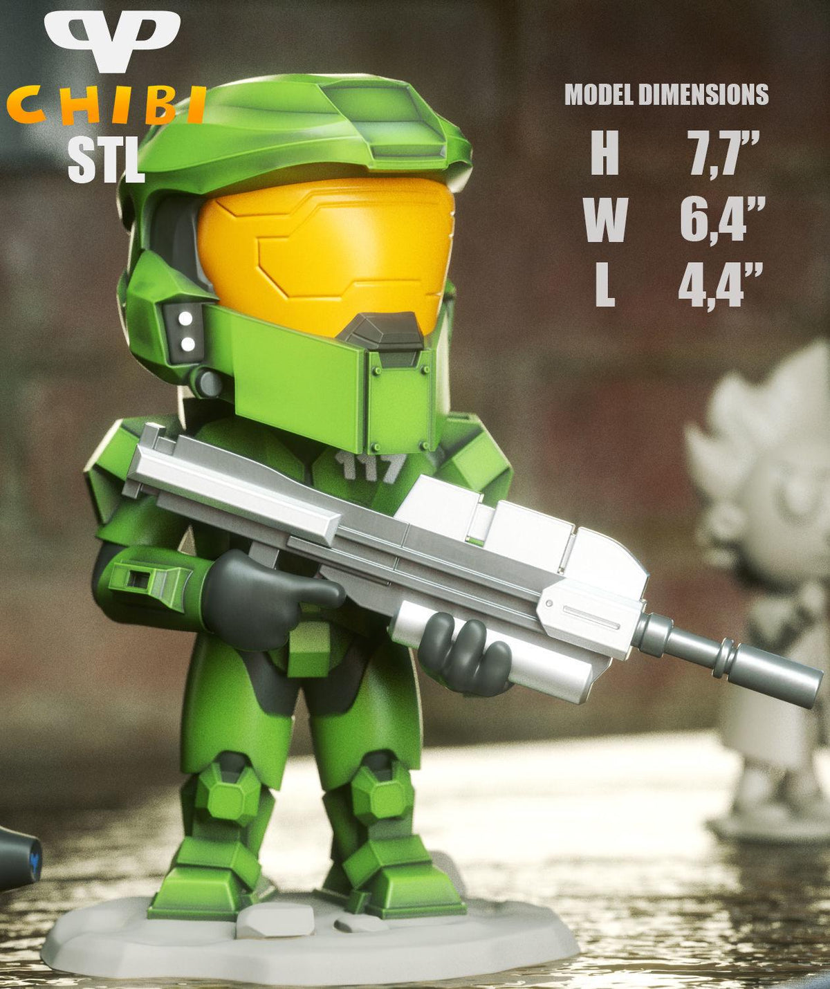 Unpainted Master Chief Chibi Halo Chibi image 0