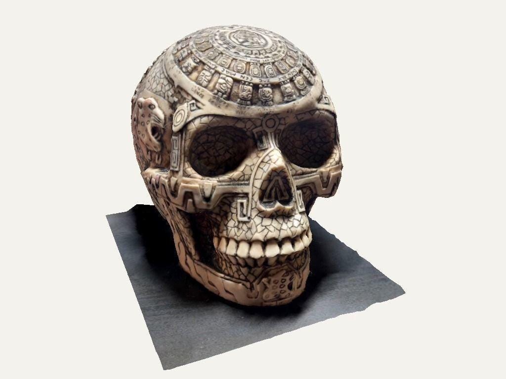 Unpainted Aztec skull