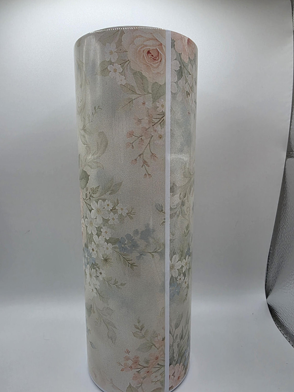 20 Ounce Metal Tumbler with lid and straw and box Lion Pink Flowers