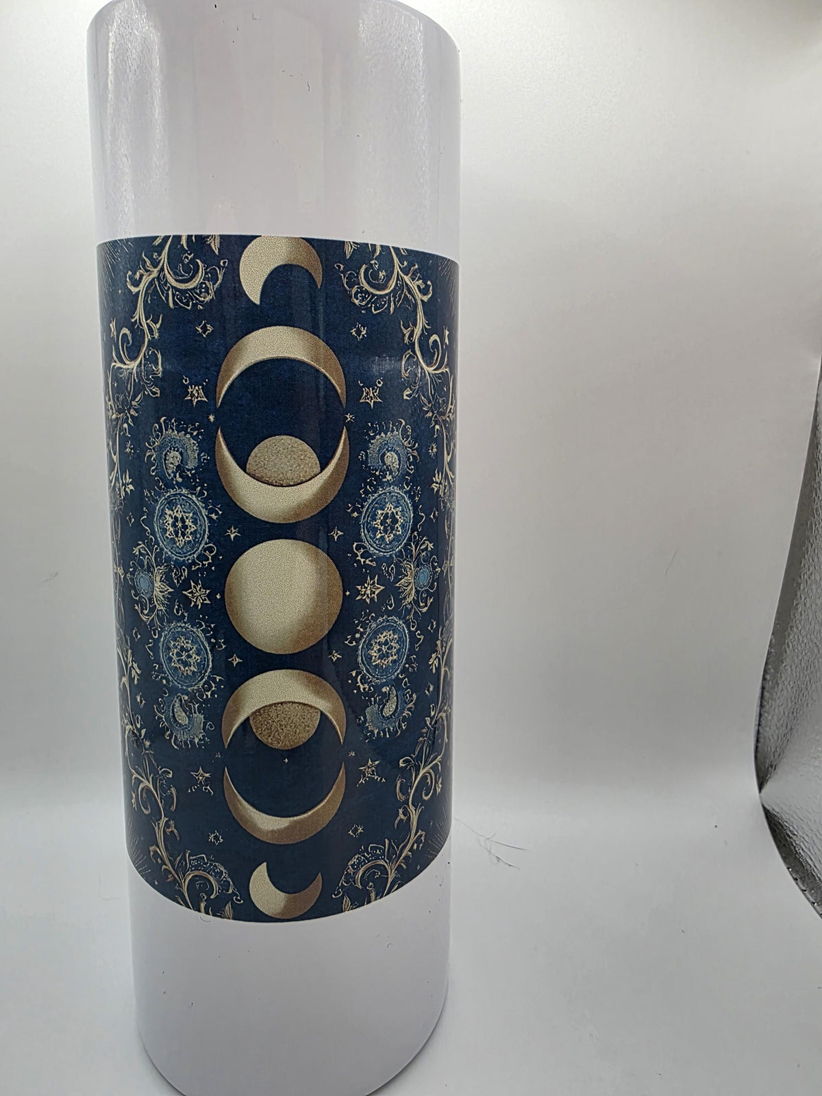20 Ounce Metal Tumbler with lid and straw and box Moon Phases
