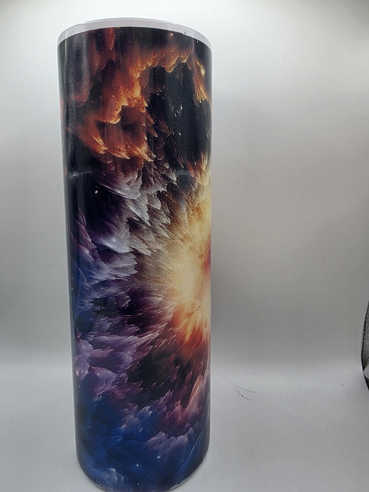 20 Ounce Metal Tumbler with lid and straw and box Galaxy